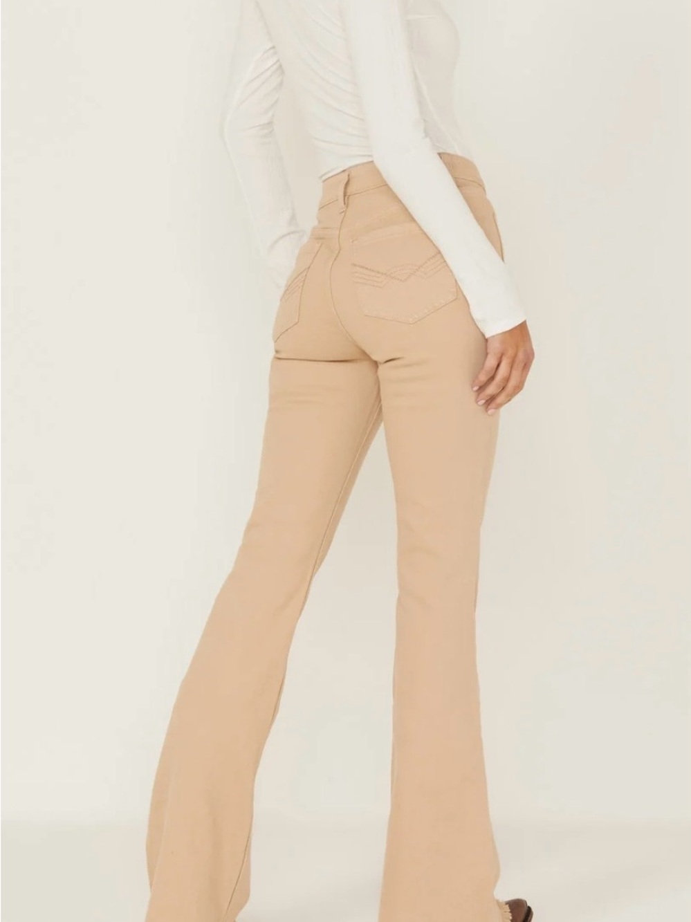 IDYLLWIND sz 4 High-Rise Beige Tan Flare Jeans cowgirl ranch western - Picture 2 of 7